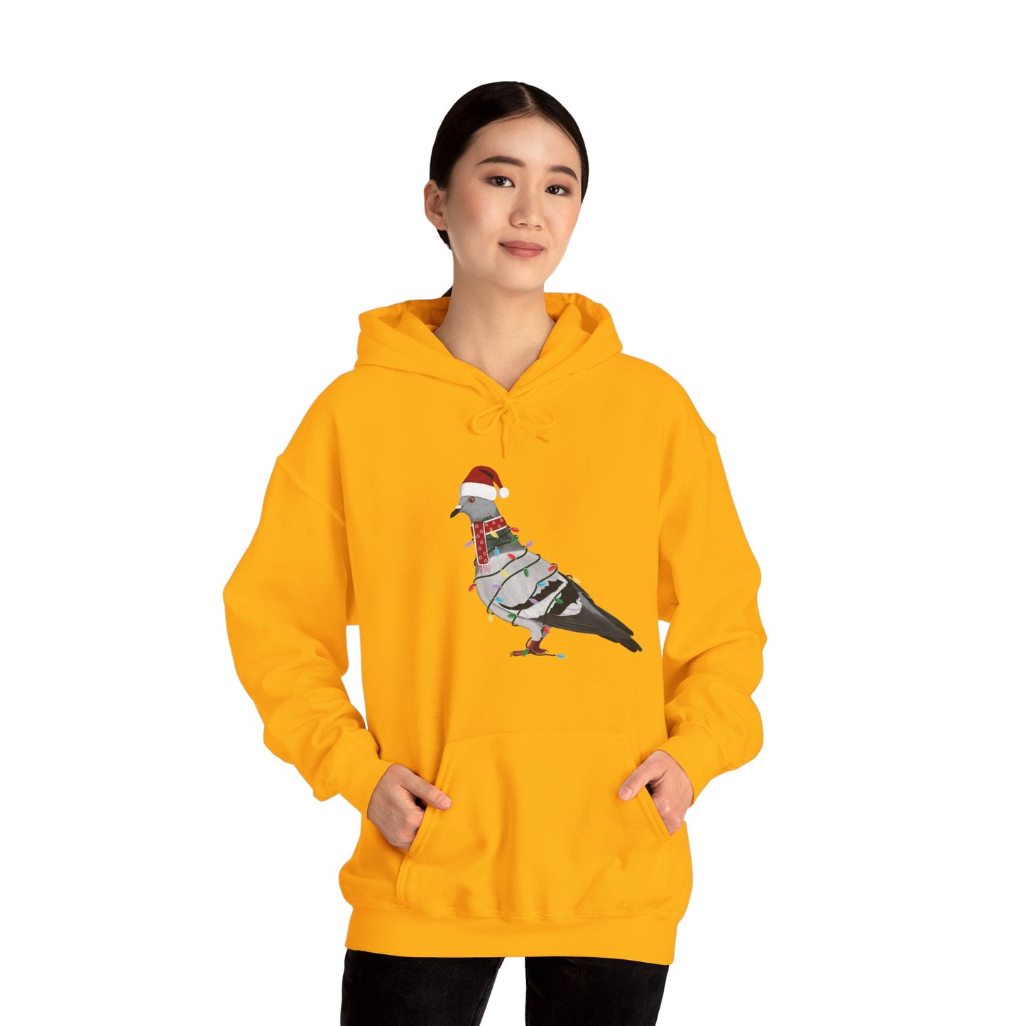 Pigeon with Fairy Lights Christmas Bird Hoodie