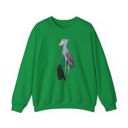 Black Cat with Shoebill Bird Cat Lover Sweatshirt