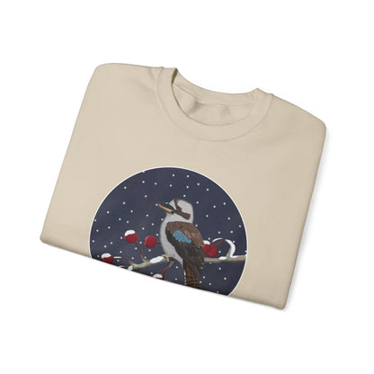 Kookaburra on a Winter Branch Birdwatcher Christmas Bird Sweatshirt