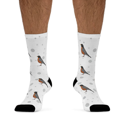American Robin Socks White Bird Socks for Bird Lovers One Size