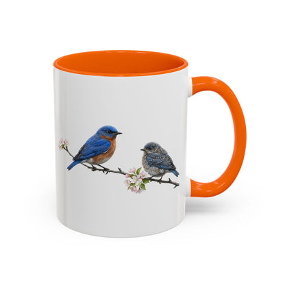 Eastern Bluebird & Fledgling Two-Tone Mug | Spring Bird Lover Gift