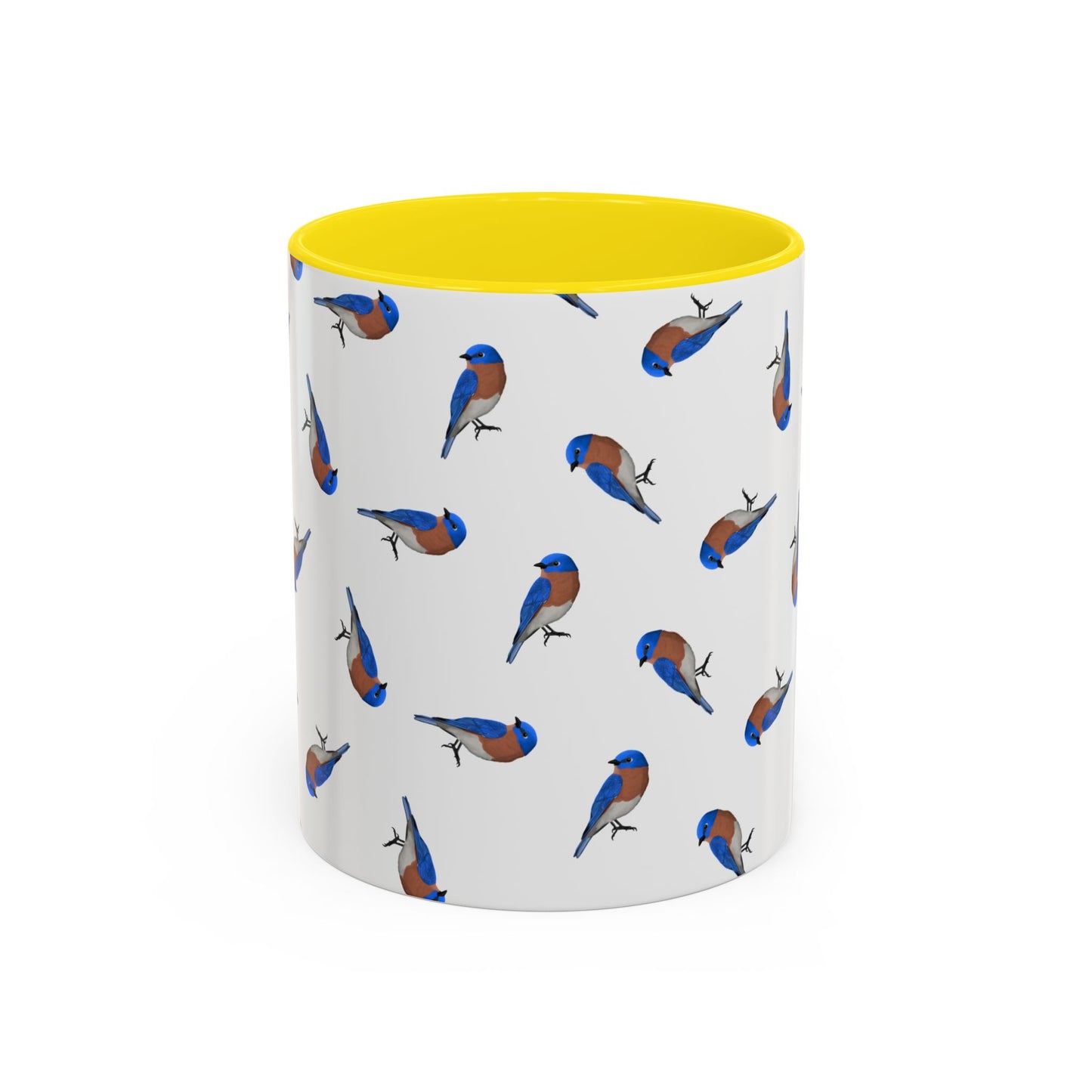 Bluebird All-Over Pattern Accent Mug | Colorful Bird Lover Gift for Birdwatchers