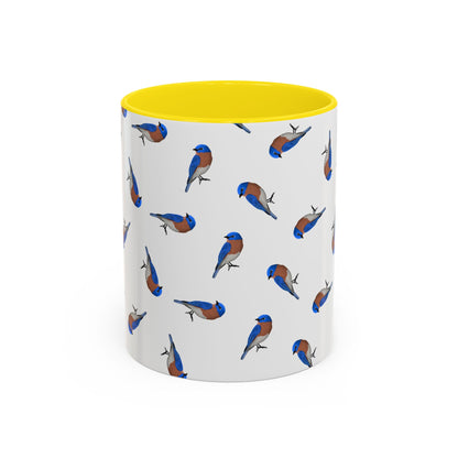 Bluebird All-Over Pattern Accent Mug | Colorful Bird Lover Gift for Birdwatchers