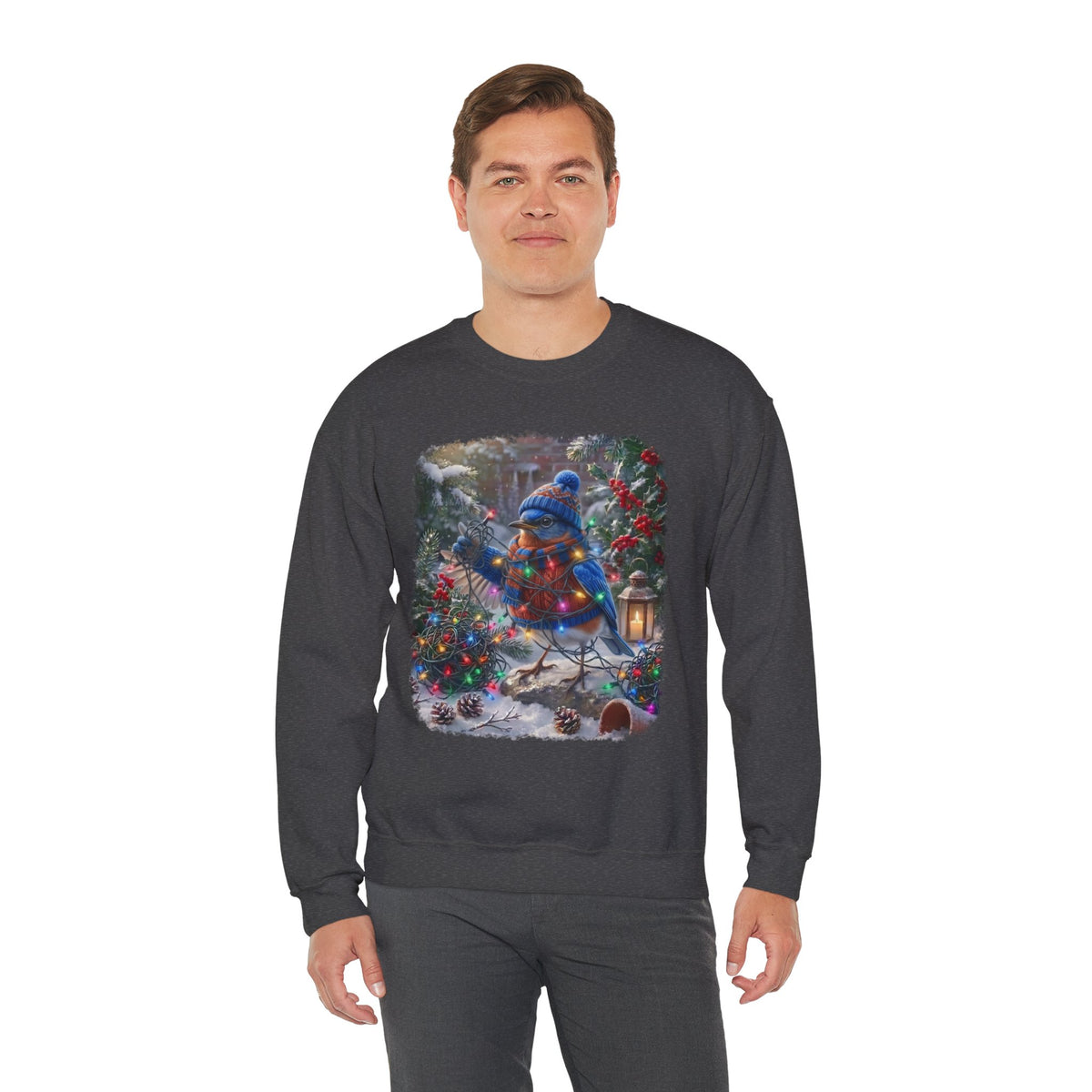 Eastern Bluebird Christmas Sweatshirt – Tangled Lights Winter Crewneck