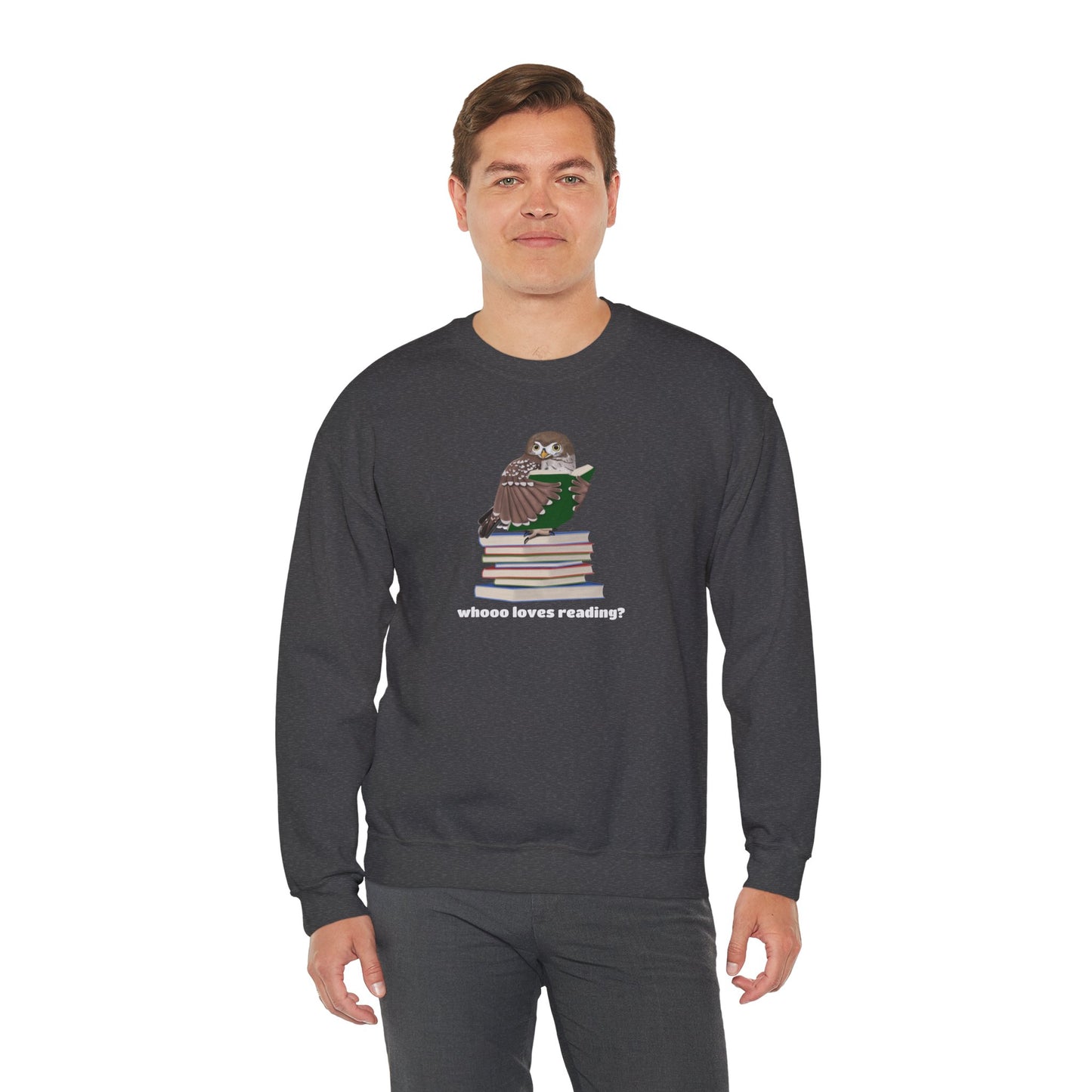 Whooo Loves Reading Owl Teacher Sweatshirt – Cozy Librarian & Book Lover Crewneck