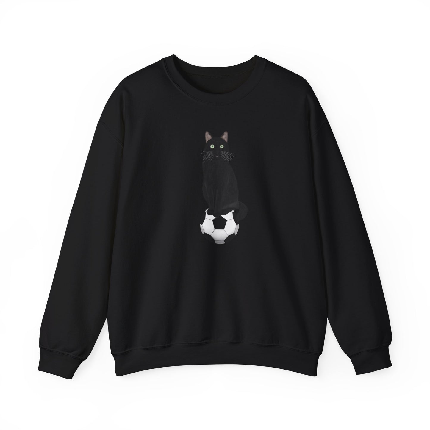 Black Cat with Soccer Cat Lover Sweatshirt