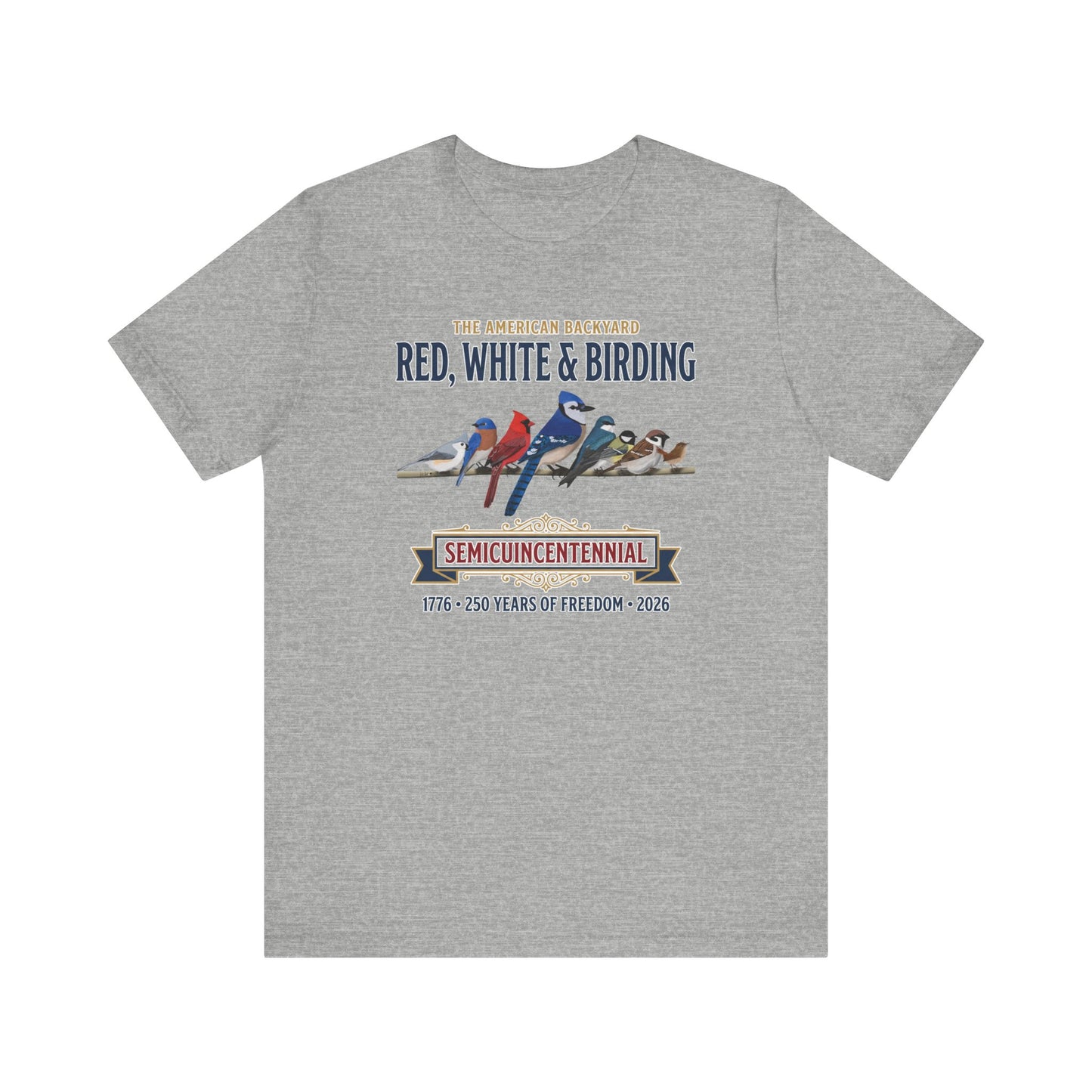 Red, White & Birding Vintage T-Shirt | US 250th Anniversary Backyard Birds