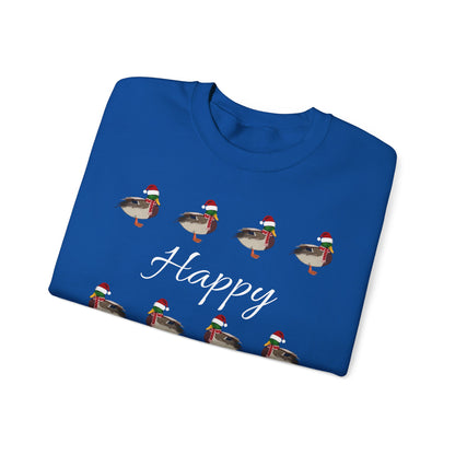 Mallard as Santa with Hat and Scarf Happy Holidays Birdwatcher Christmas Bird Sweatshirt