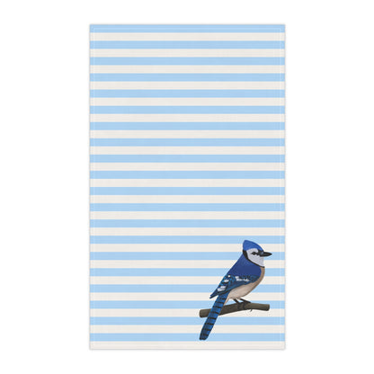 Blue Jay Bird Art Kitchen Towel Blue White 18" × 30"