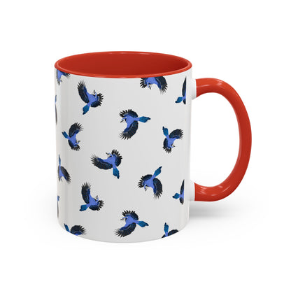 Blue Jay All-Over Pattern Accent Mug | Colorful Bird Lover Gift for Birdwatchers