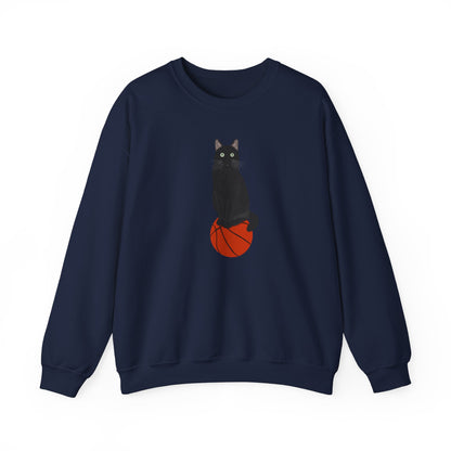 Black Cat with Basketball Cat Lover Sweatshirt