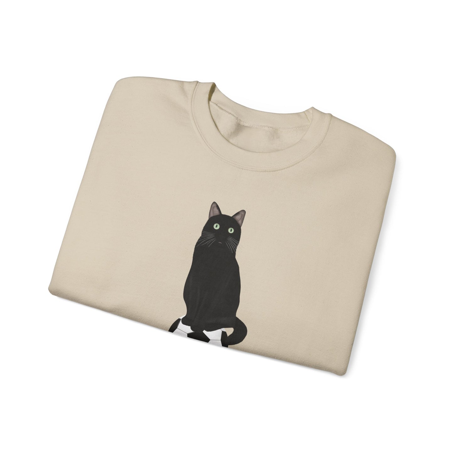 Black Cat with Soccer Cat Lover Sweatshirt