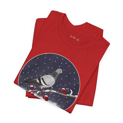 Pigeon on a Winter Branch Birdwatcher Christmas Bird T-Shirt