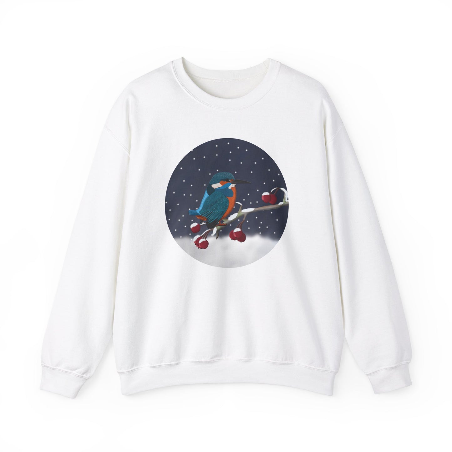 Kingfisher on a Winter Branch Birdwatcher Christmas Bird Sweatshirt