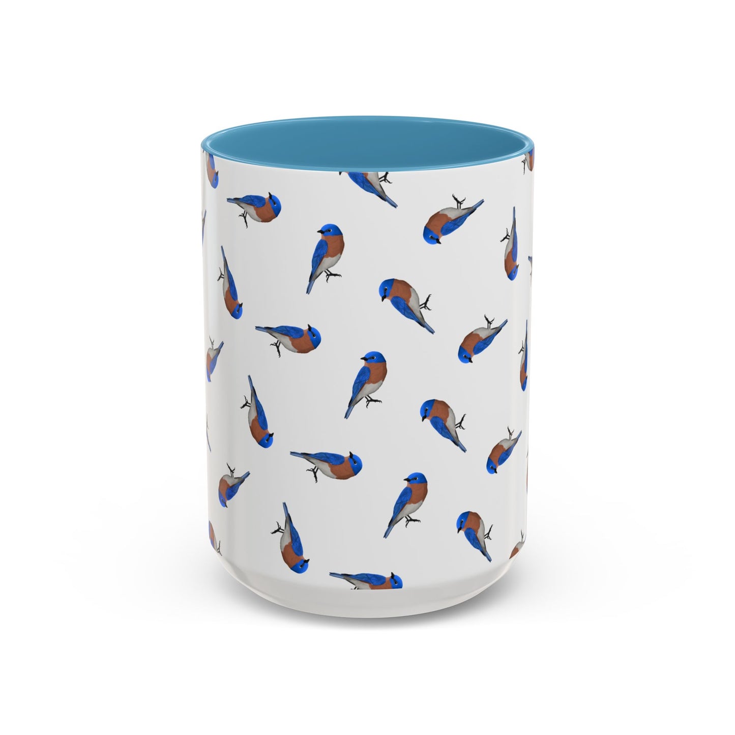 Bluebird All-Over Pattern Accent Mug | Colorful Bird Lover Gift for Birdwatchers – 11oz,