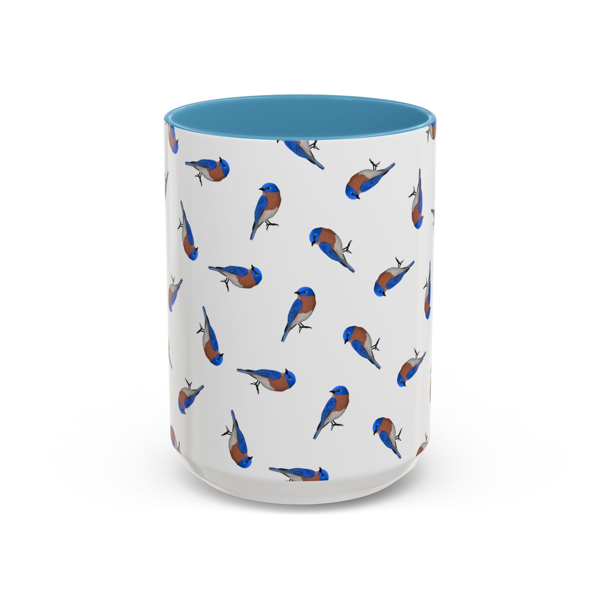 Bluebird All-Over Pattern Accent Mug | Colorful Bird Lover Gift for Birdwatchers – 11oz,