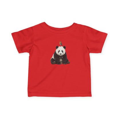 Panda mit Rotkehlchen Vogel Tiermotiv T-Shirt für Babys und Kleinkinder