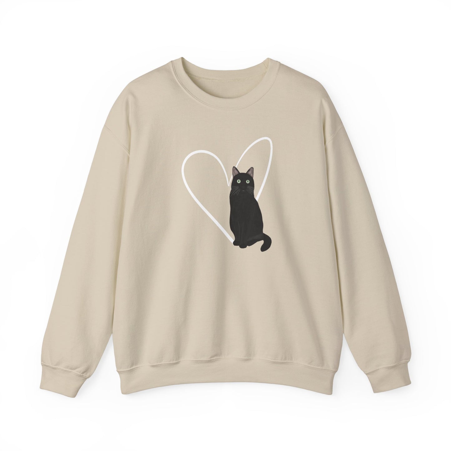 Black Cat with Heart Cat Lover Valentine's Day Sweatshirt