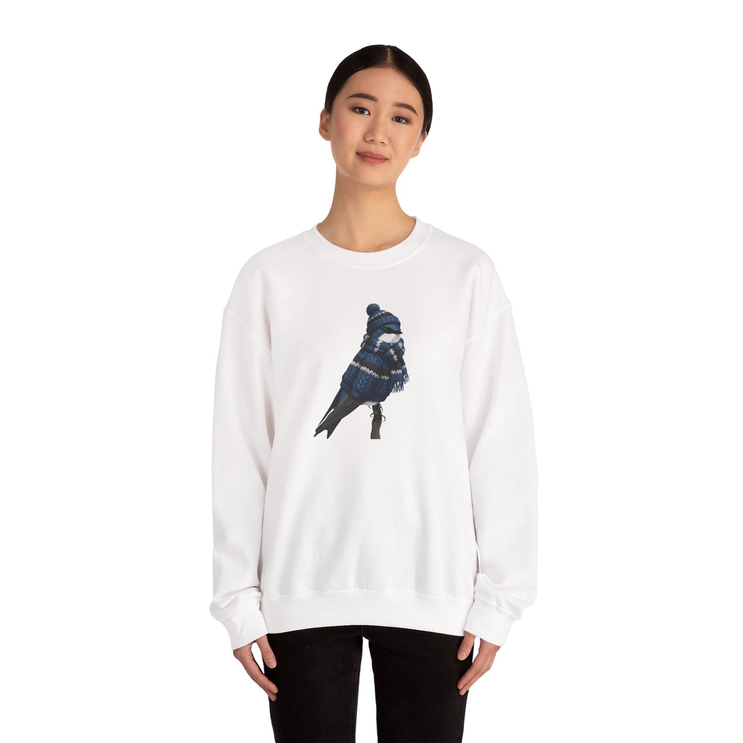 Tree Swallow Winter Sweatshirt | Bird Watcher Crewneck | Unisex Songbirds Wearing Knit Gift for Bird Lovers