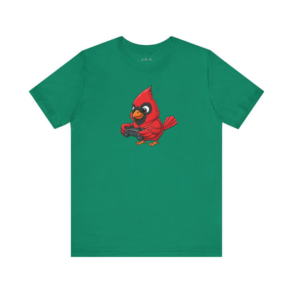 Cardinal Playing Video Games Funny Gamer and Bird Lover T-Shirt