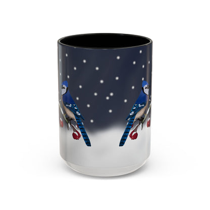 Blue Jay and Cardinal Bird Coffee Mug | Ceramic Christmas Gift for Bird Lovers