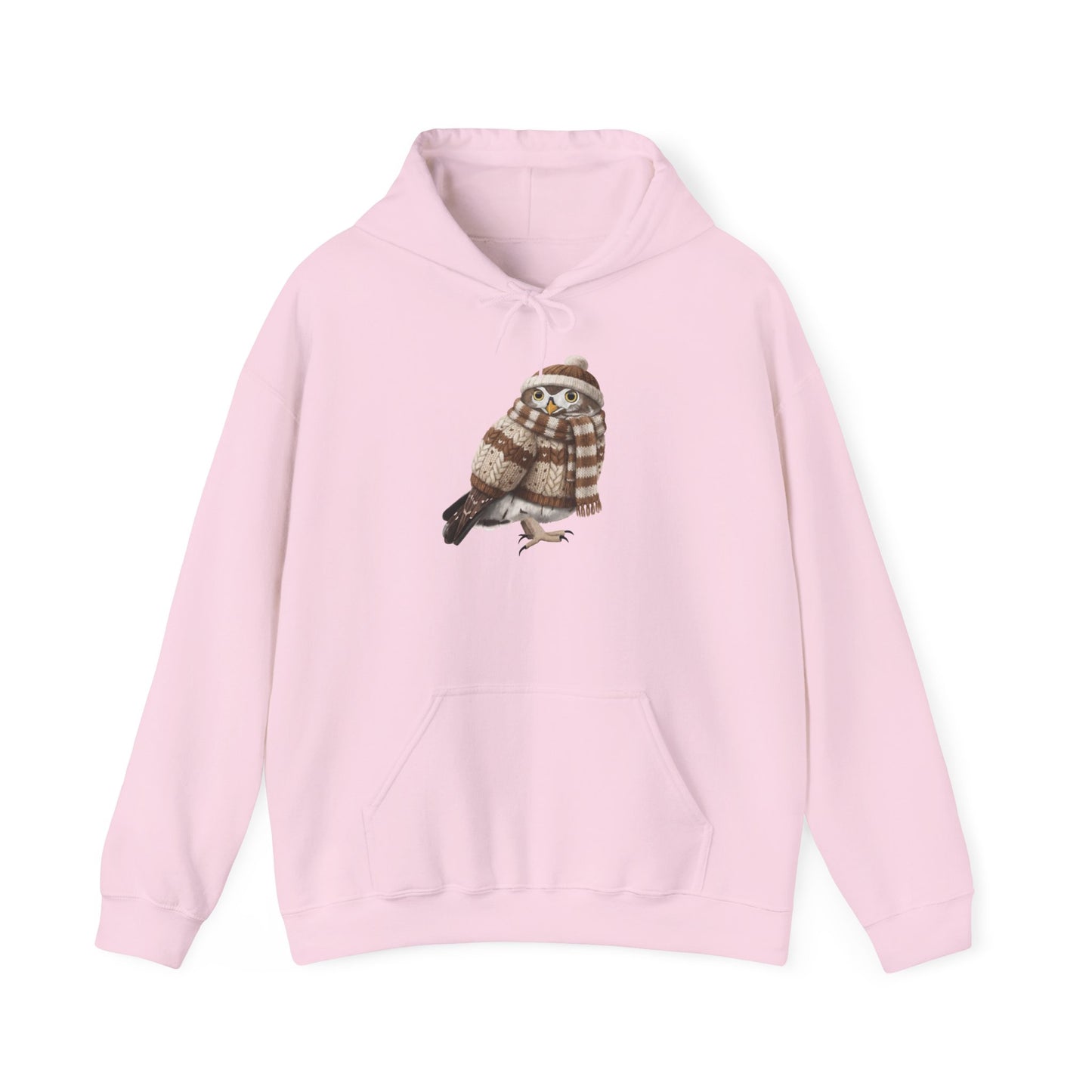 Eule mit Strickmütze Hoodie - Vogel Kapuzenpullover für Vogelbeobachter & Naturliebhaber mit Vogelmotiv