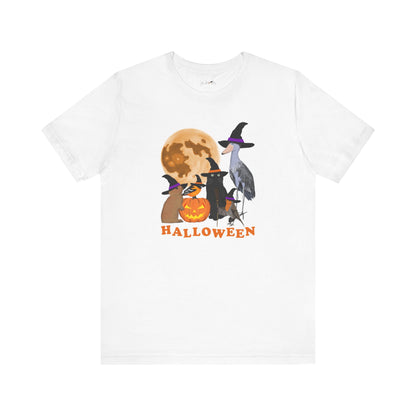 Baltimore Oriole Robin Shoebill with Cat and Bunny Halloween Bird T-Shirt