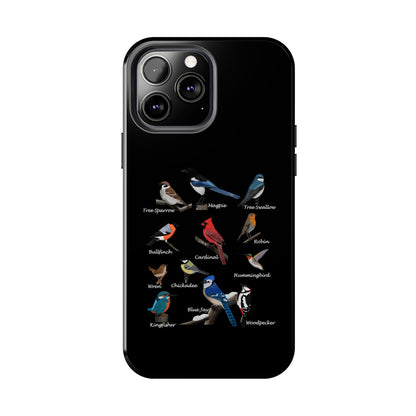 Garden Birds Blue Jay Cardinal Bullfinch Bird Art Tough Phone Case Black