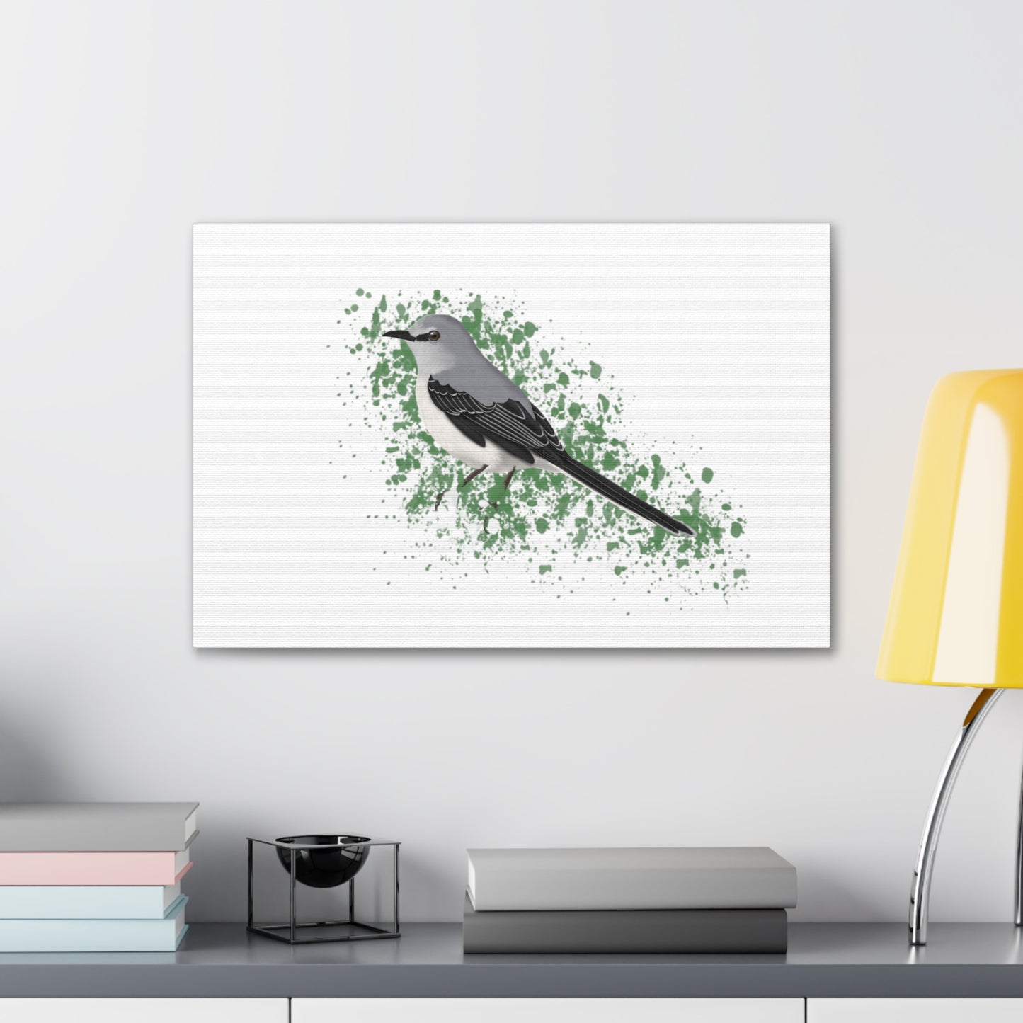 Mockingbird Bird Canvas Gallery Wrap White - jz.birds