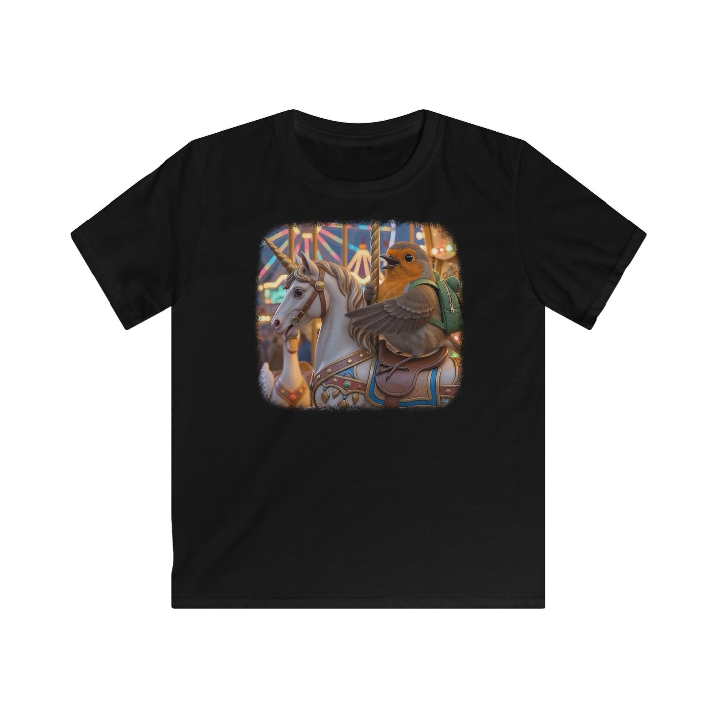 Premium Kinder T-Shirt Rosi Rotkehlchen & das Karussell-Einhorn