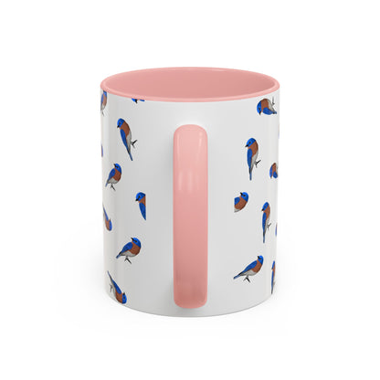 Bluebird All-Over Pattern Accent Mug | Colorful Bird Lover Gift for Birdwatchers