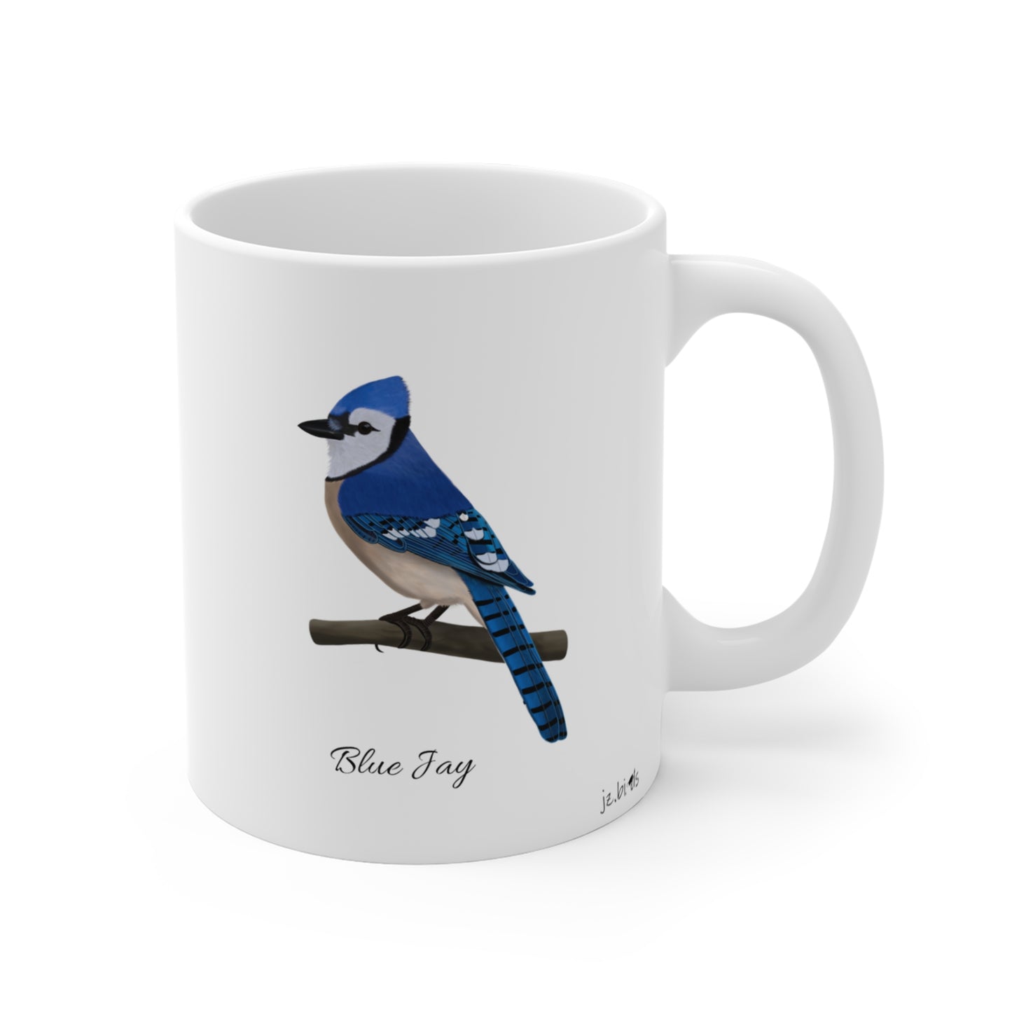 Blue Jay Bird Ceramic Mug Birdwatcher White