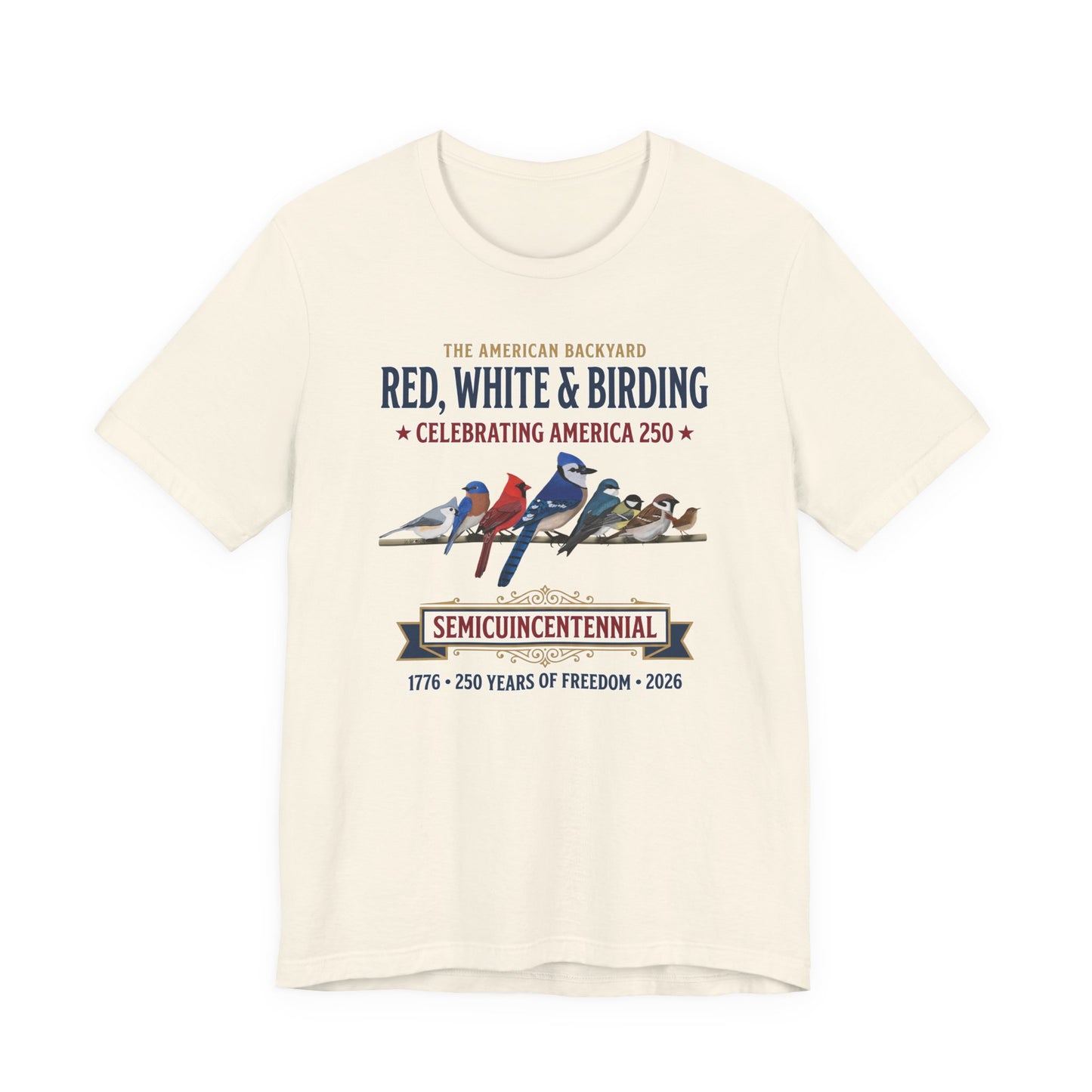 Red, White & Birding Vintage T-Shirt | America 250 Backyard Birds – bird lover tshirt