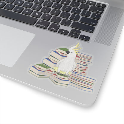 Cockatoo Bird and Books Birdlover Bookworm Sticker