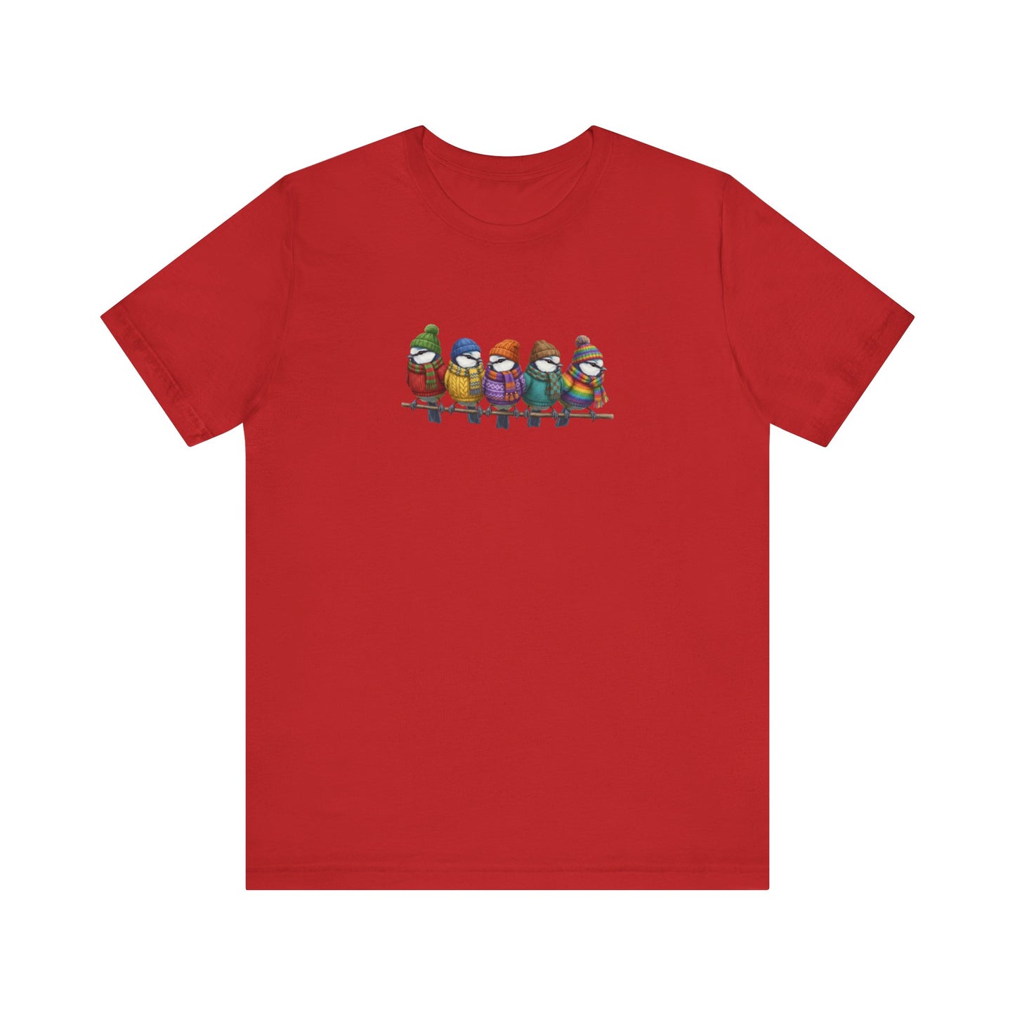 Blaumeisen in Strick T-Shirt – Weiches Premium Shirt mit Einzigartigem Vogelmotiv
