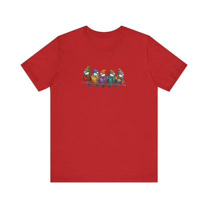 Blaumeisen in Strick T-Shirt – Weiches Premium Shirt mit Einzigartigem Vogelmotiv
