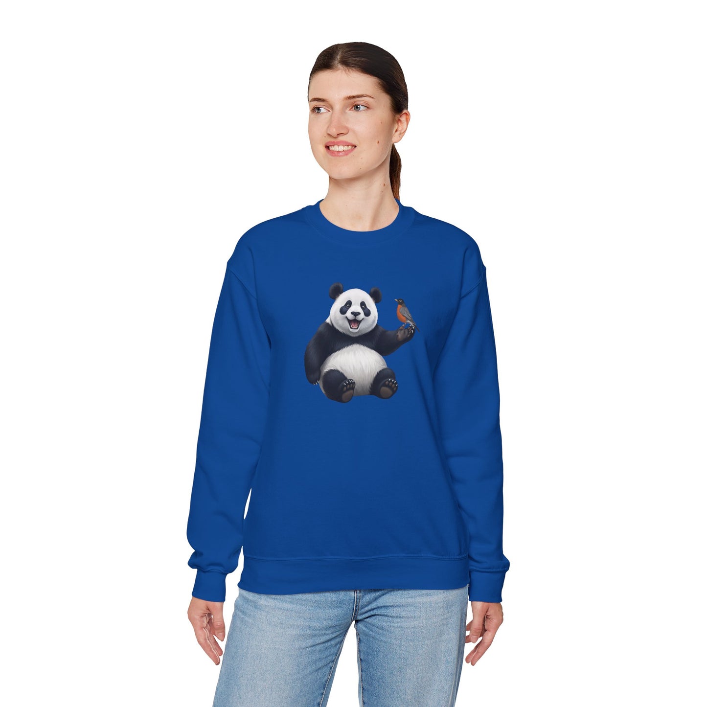 Panda Bear with an American Robin Sweatshirt Bird & Animal Lover