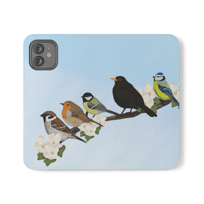 Garden Bird Blackbird Sparrow Chickadee Phone Flip Case