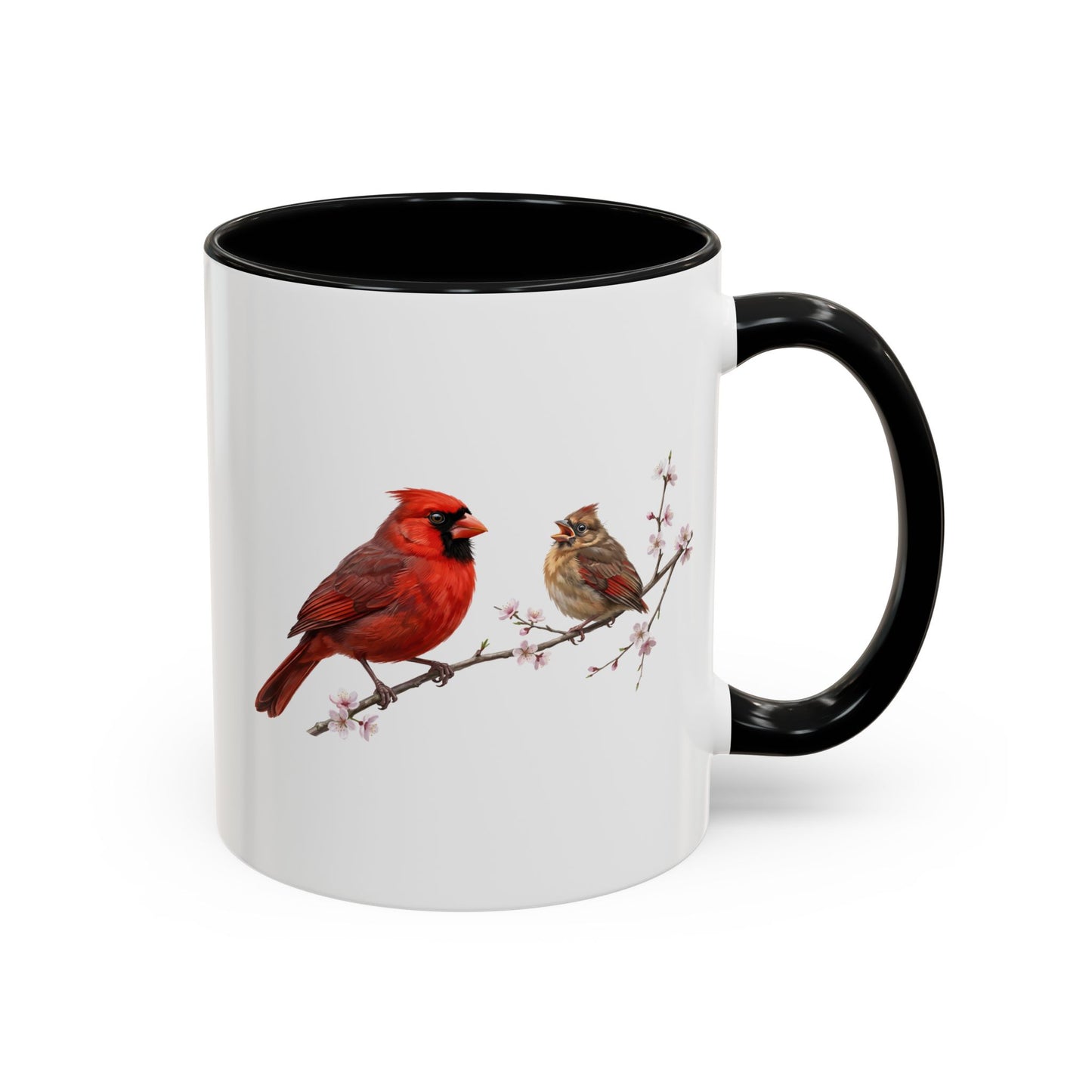 Northern Cardinal & Fledgling Two-Tone Mug | Spring Bird Lover Gift