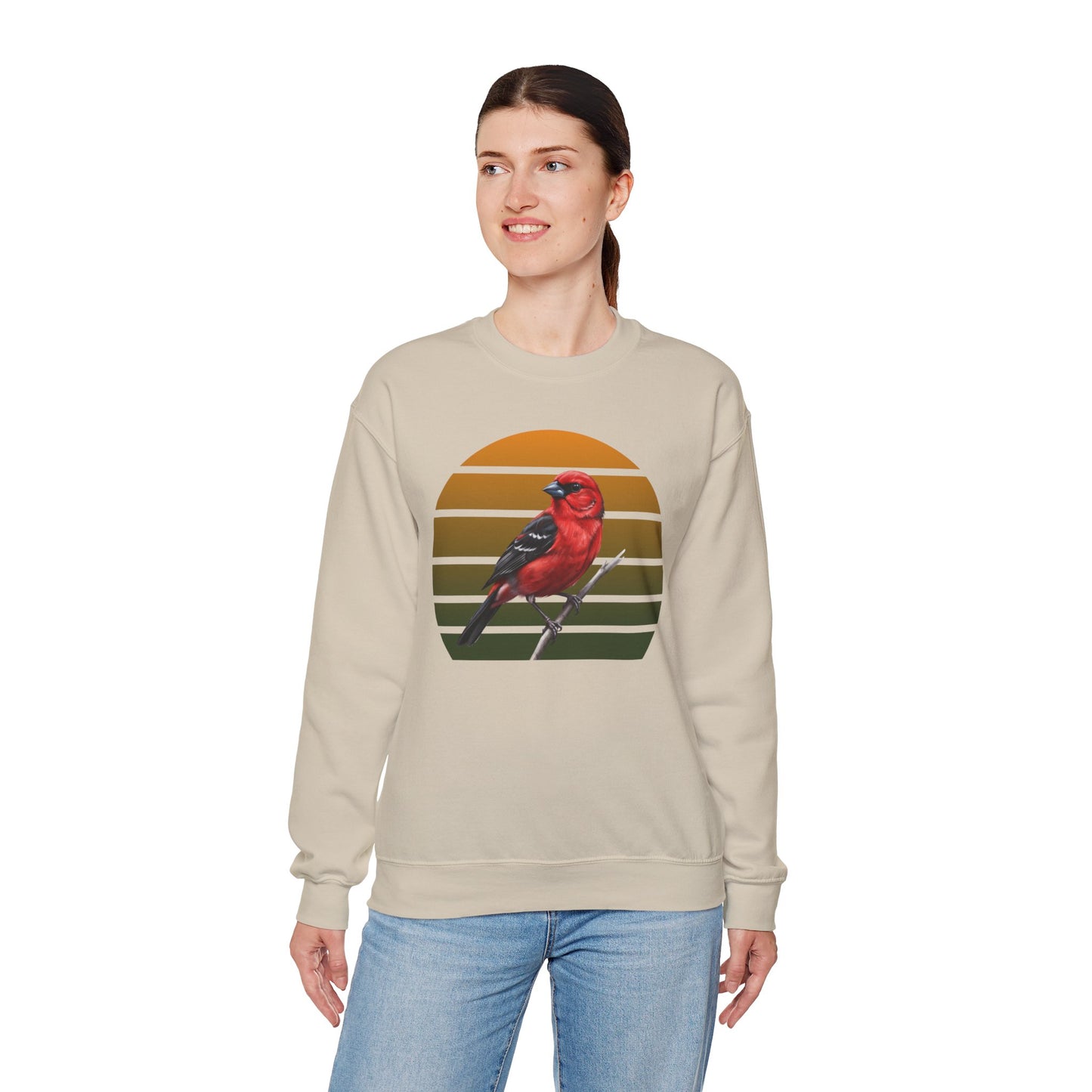 Scarlet Tanager Sweatshirt | Bird Watcher Crewneck | Unisex Songbird Gift for Bird Lovers