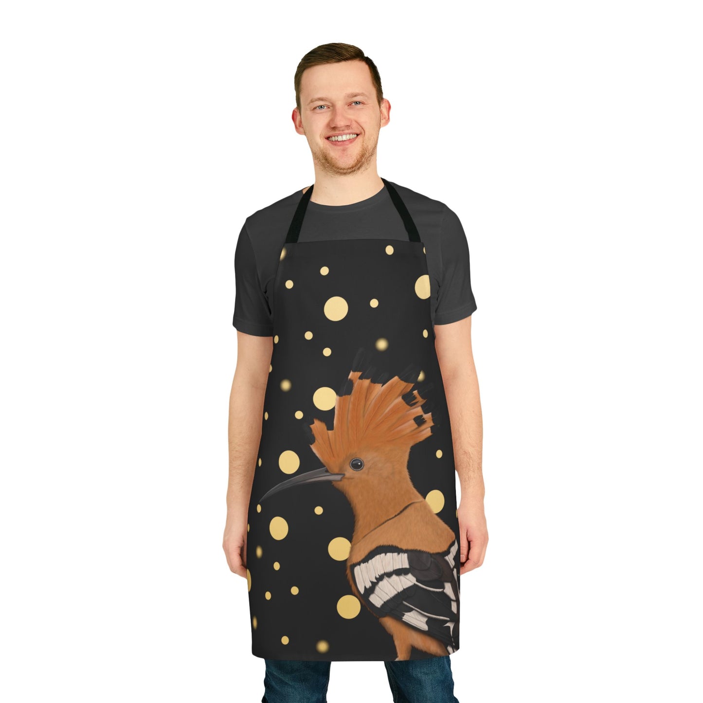 Hoopoe Golden Dots Birdlover Bird Art Apron Black