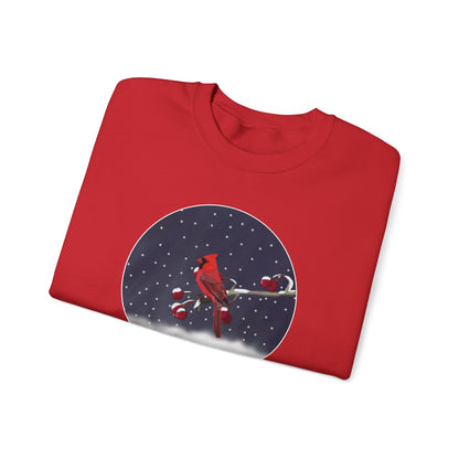 Cardinal on a Winter Branch Christmas Bird Sweatshirt