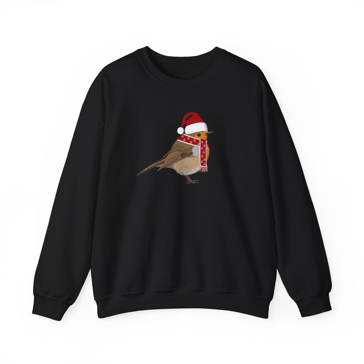 European Robin with Christmas Hat Bird Birdwatcher Sweatshirt