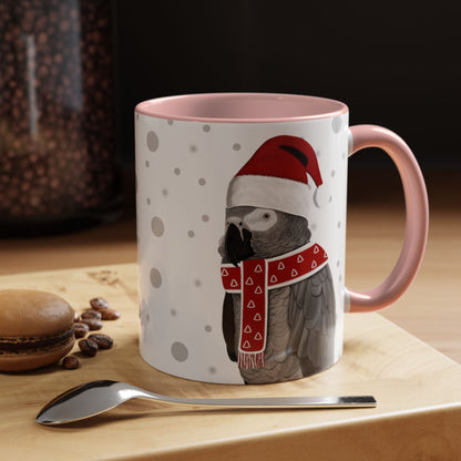 Grey Parrot Christmas Bird Coffee Mug