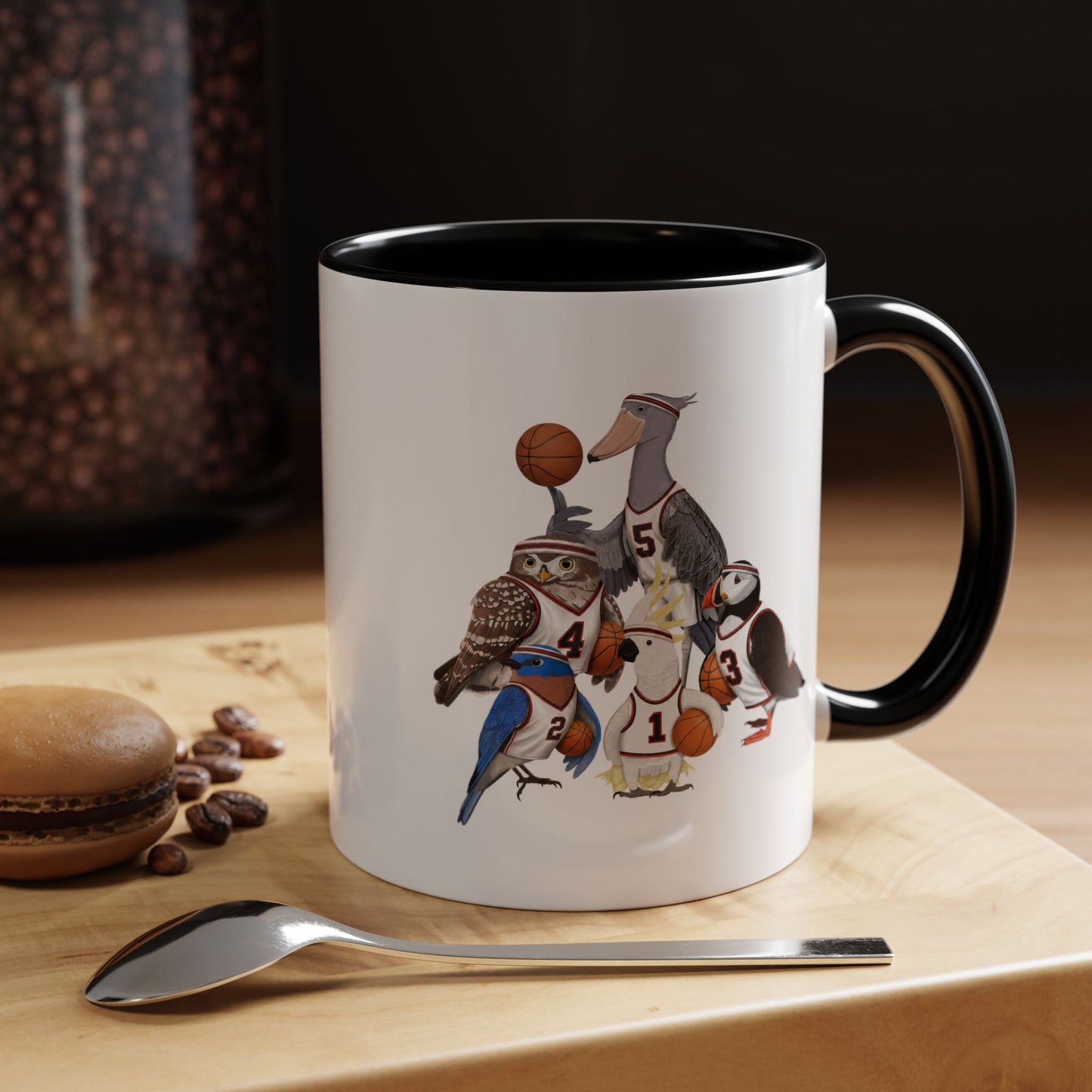 Funny Basketball Ceramic Bird Coffee Mug – Custom Gift for Bird Watchers
