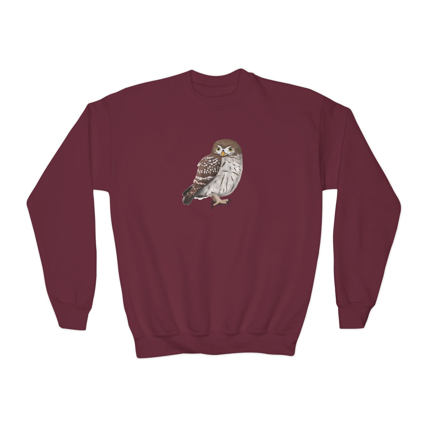 Little Owl Bird Birdwatching Youth Crewneck Sweatshirt