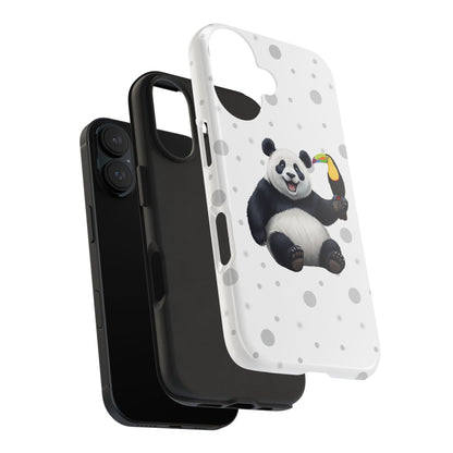 Cute Panda Bear with a Toucan Animal iPhone Case - Dual-Layer PC/TPU Protective Cover for iPhone