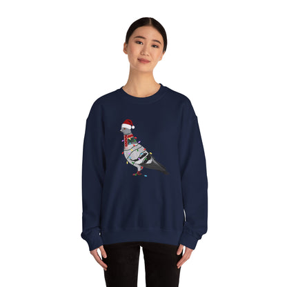 Pigeon with Fairy Lights Santa Claus Christmas Bird Sweatshirt