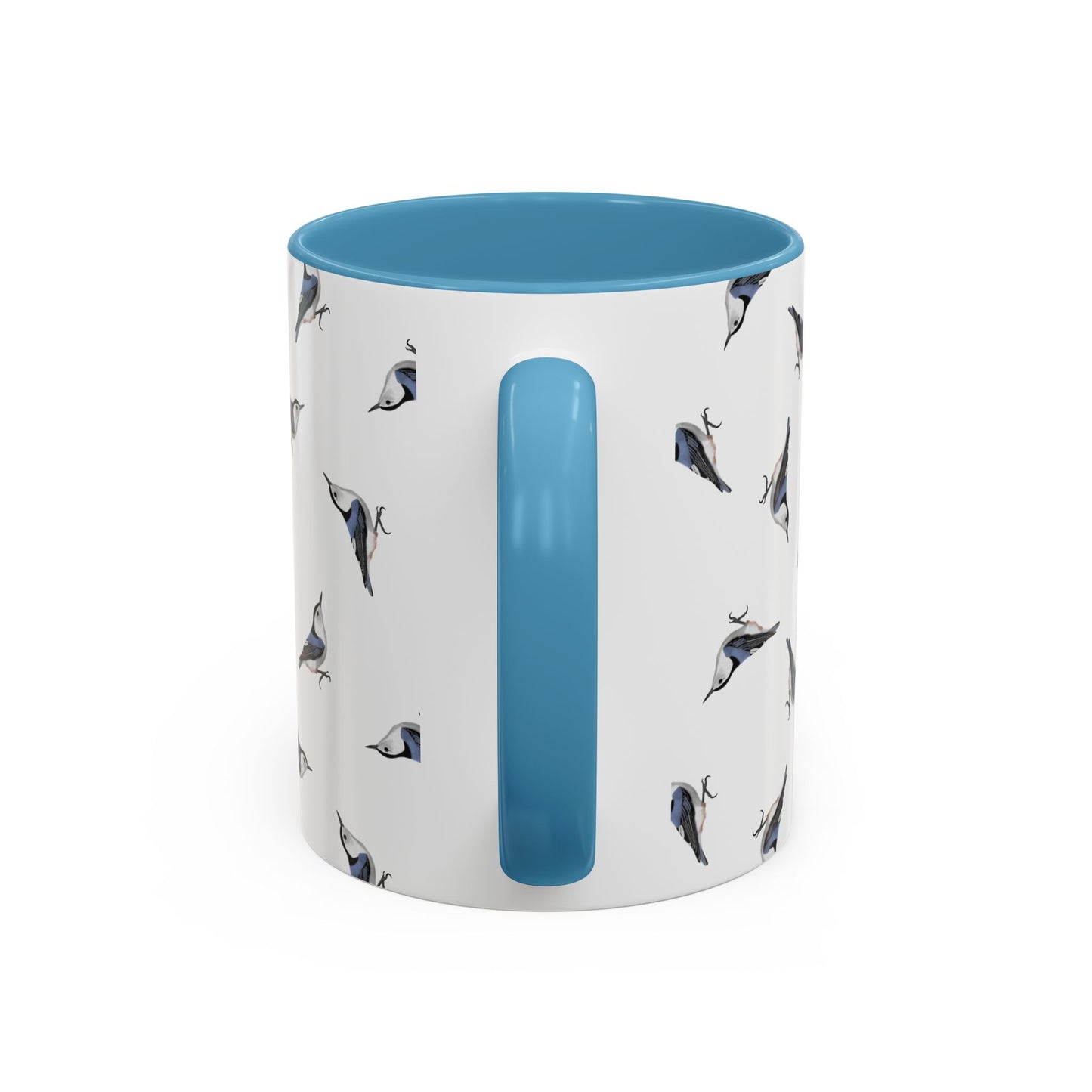 Nuthatch All-Over Pattern Accent Mug | Colorful Bird Lover Gift for Birdwatchers