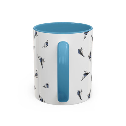 Nuthatch All-Over Pattern Accent Mug | Colorful Bird Lover Gift for Birdwatchers